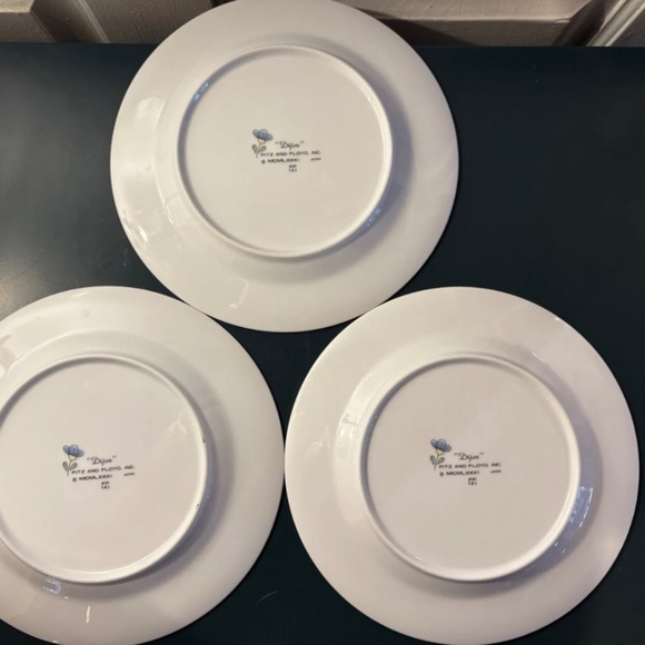 ‘Dijon’ Fitz & Floyd Blue Flower Salad Plates (7.5in) Set 3 VTG Japan - Picture 5 of 5